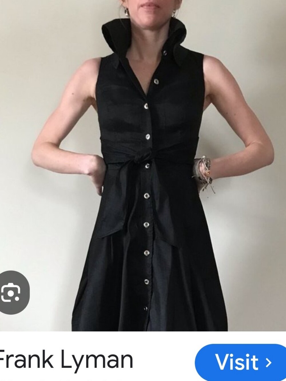Frank Lyman Design Black Sleeveless Button-Front Dress